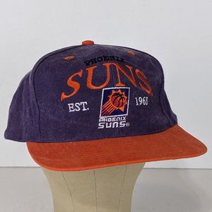 Vtg Phoenix Suns Drew Pearson Embroidered Snapback Hat Purple Orange Embroidered